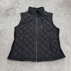 Andrew Marc Quilted Puffer vest Jacket Womens XL Black Full Zip Pockets Outdoor